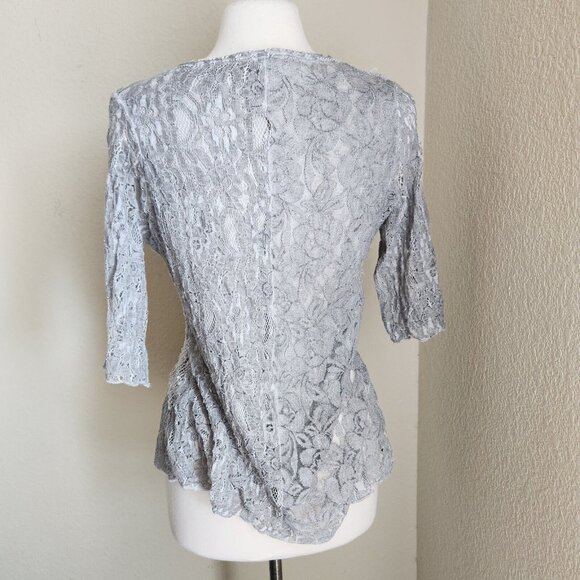 This & That Women's M Boho Blouse Patchwork Lace Fairy Y2K Half Sleeves Sheer - Picture 3 of 10
